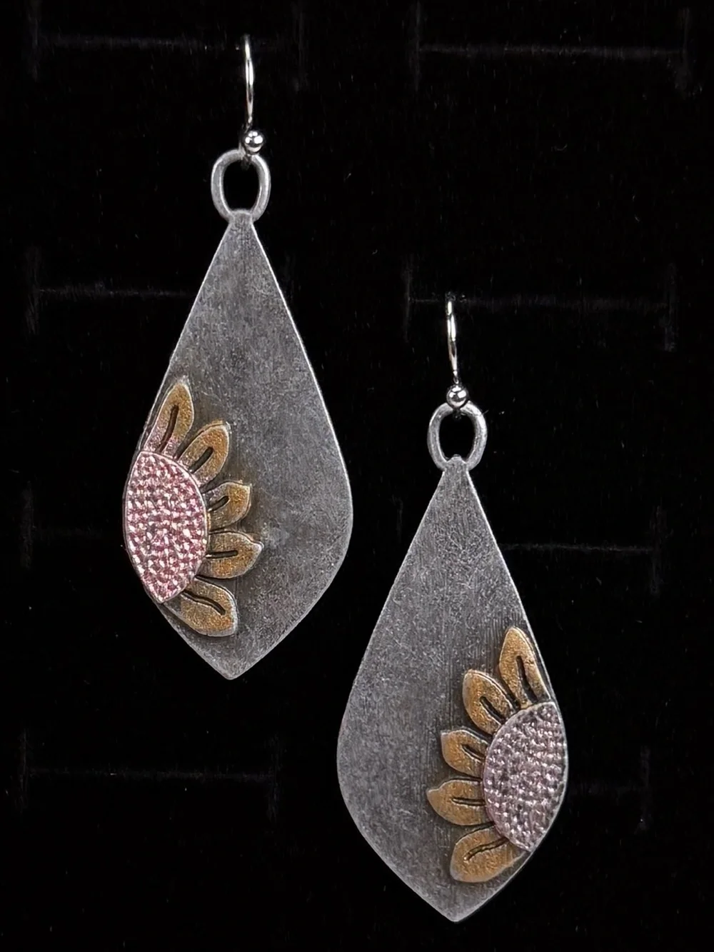 Vintage Sunflower Drop Pierced Earrings